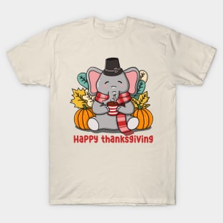 Cute Elephant Happy Thanksgiving T-Shirt